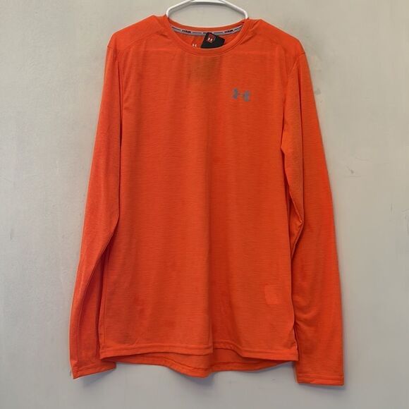 Under Armour orange fitted long sleeve shirt Size L NWT - Picture 2 of 8